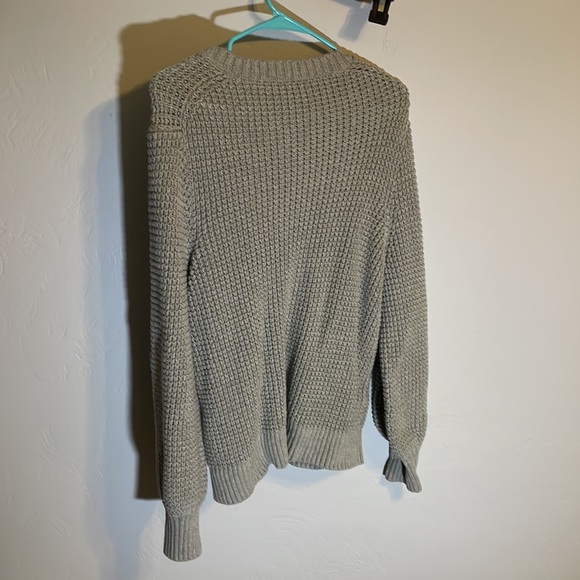 JCrew Gray Loose Knit Cotton Balloon Sleeve V Neck Sweater - Picture 6 of 6